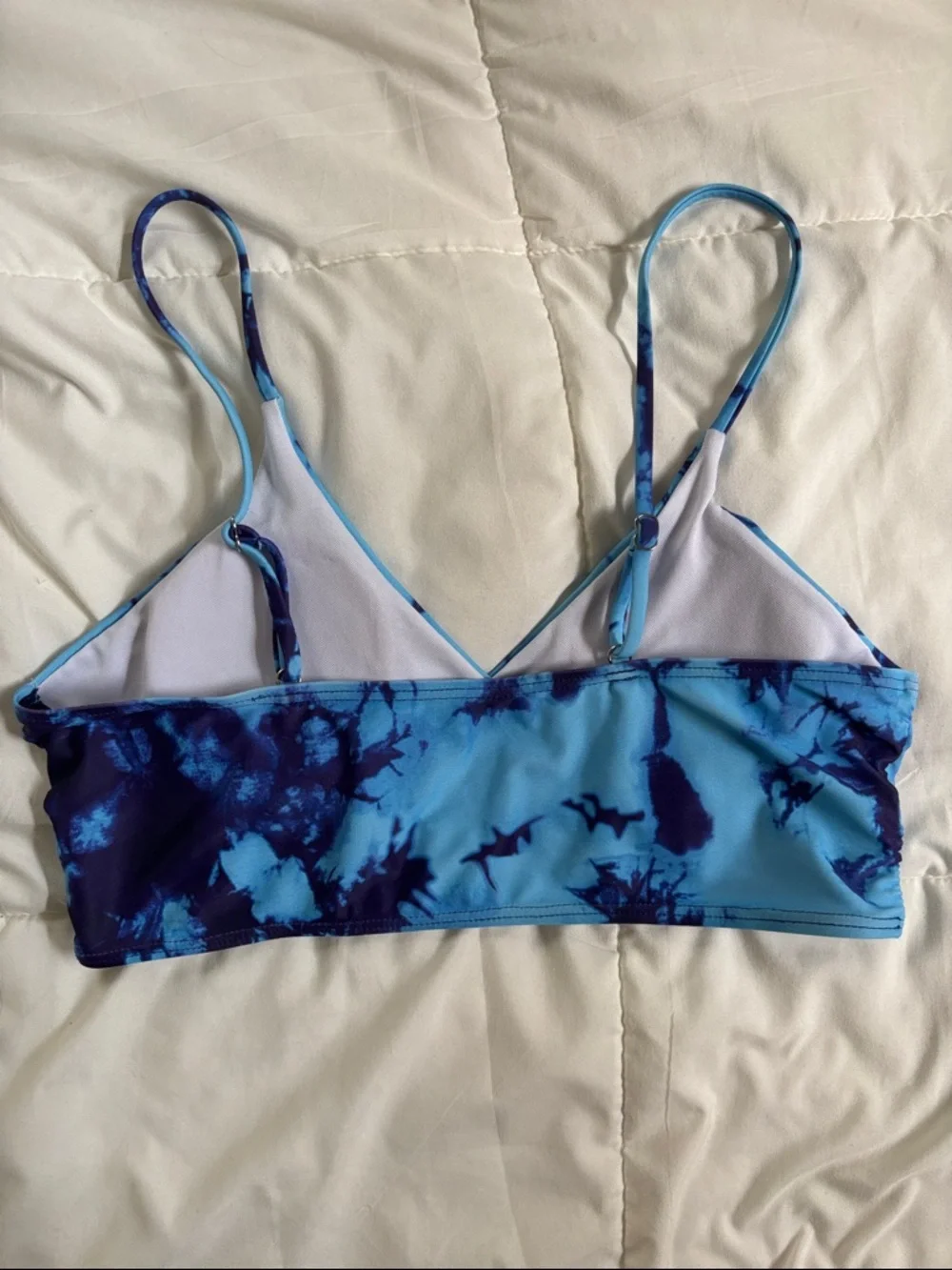 Blue Tie-Dye Triangle Bikini Top Size Large/Runs Small - Picture 3 of 7